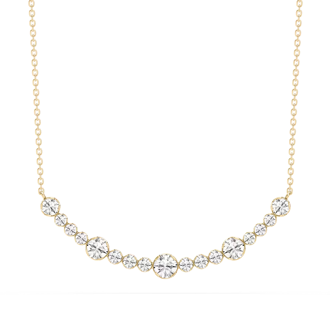1 ctw Round Lab Grown Diamond Bezel Smile Necklace - 16 to 18 Inches