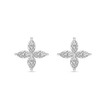 1 ⅝ ctw Marquise Lab Grown Diamond Petal Stud Earrings