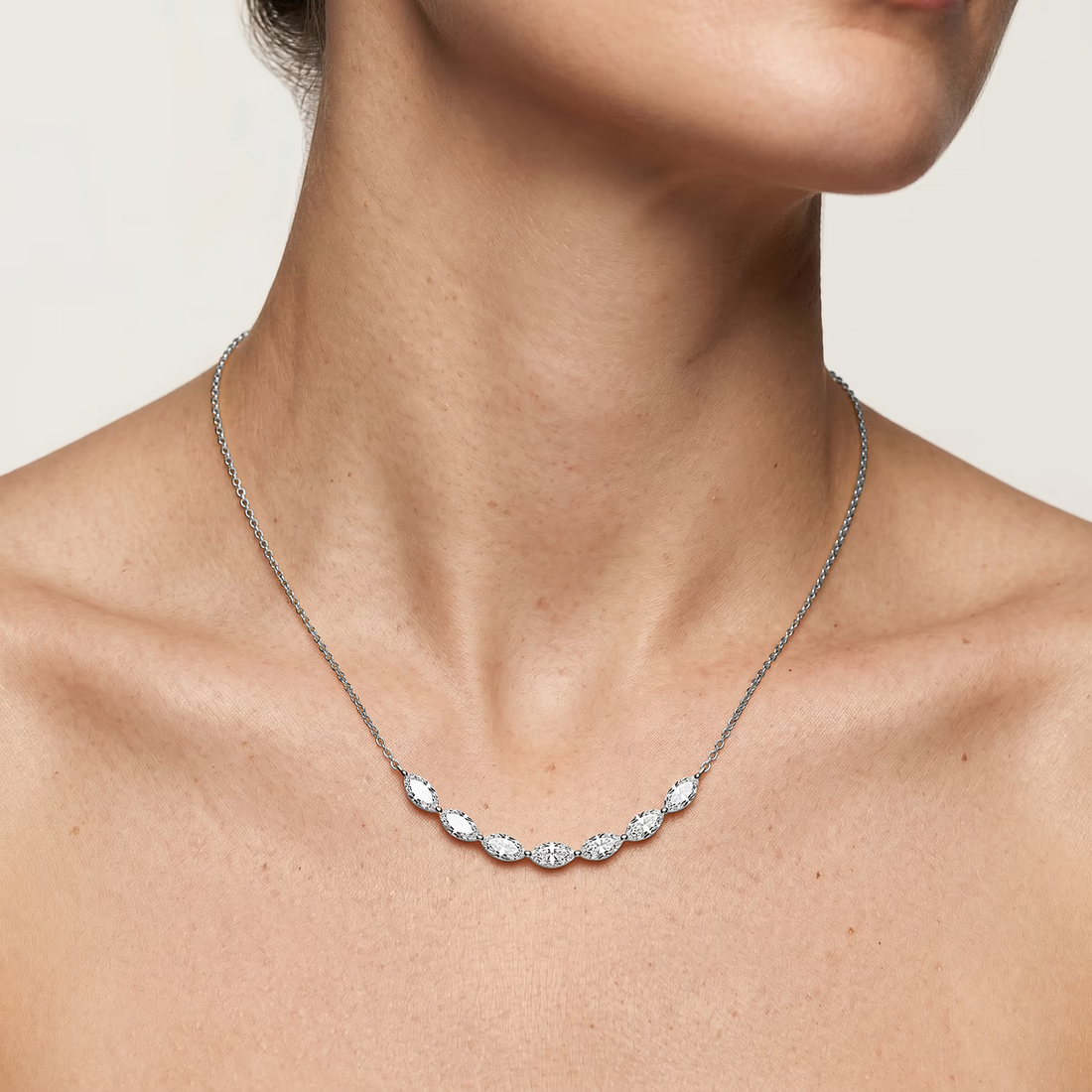 1 ctw Marquise Lab Grown Diamond East West Necklace - 16 to 18 Inches