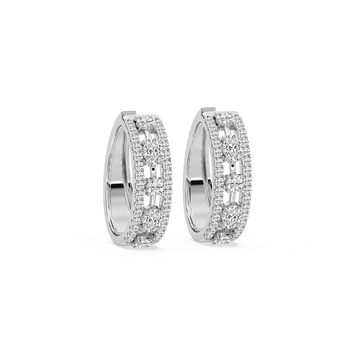 2 ⅝ ctw Oval and Round Lab Grown Diamond Framed Hoop Earrings