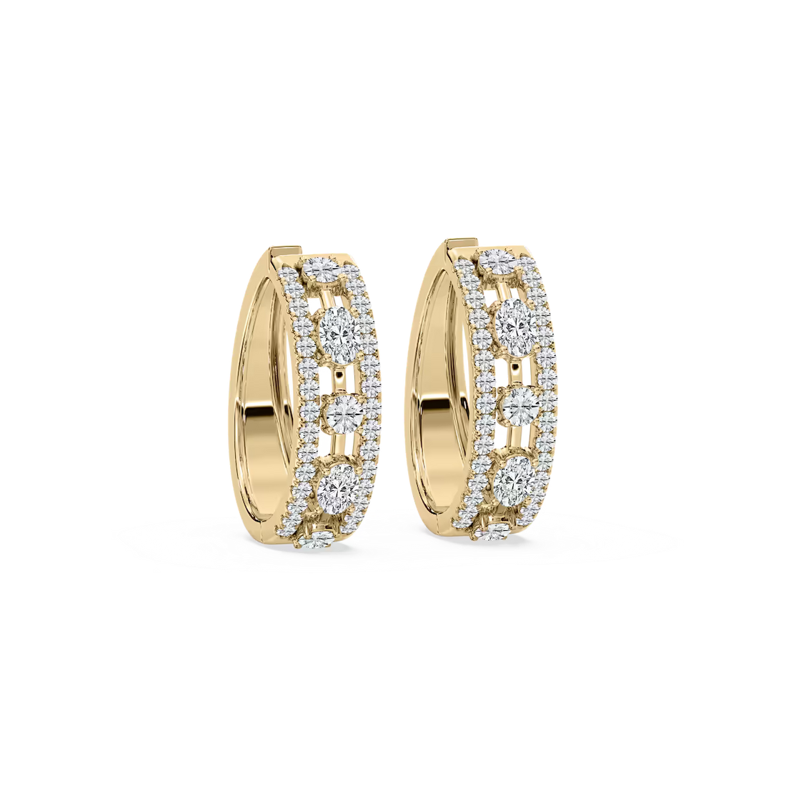 2 ⅝ ctw Oval and Round Lab Grown Diamond Framed Hoop Earrings