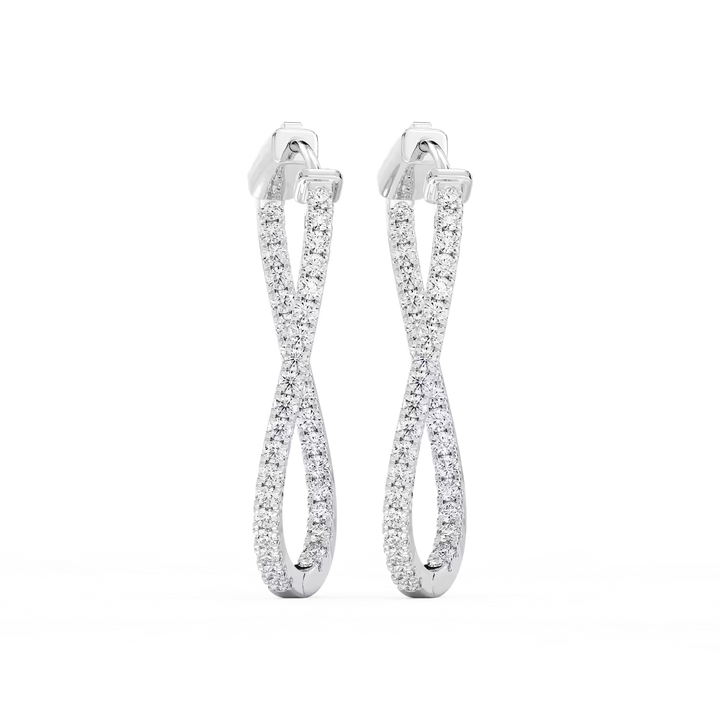 1 ²⁄₅ ctw Round Lab Grown Diamond Prong Set Wavy Hoop Earrings