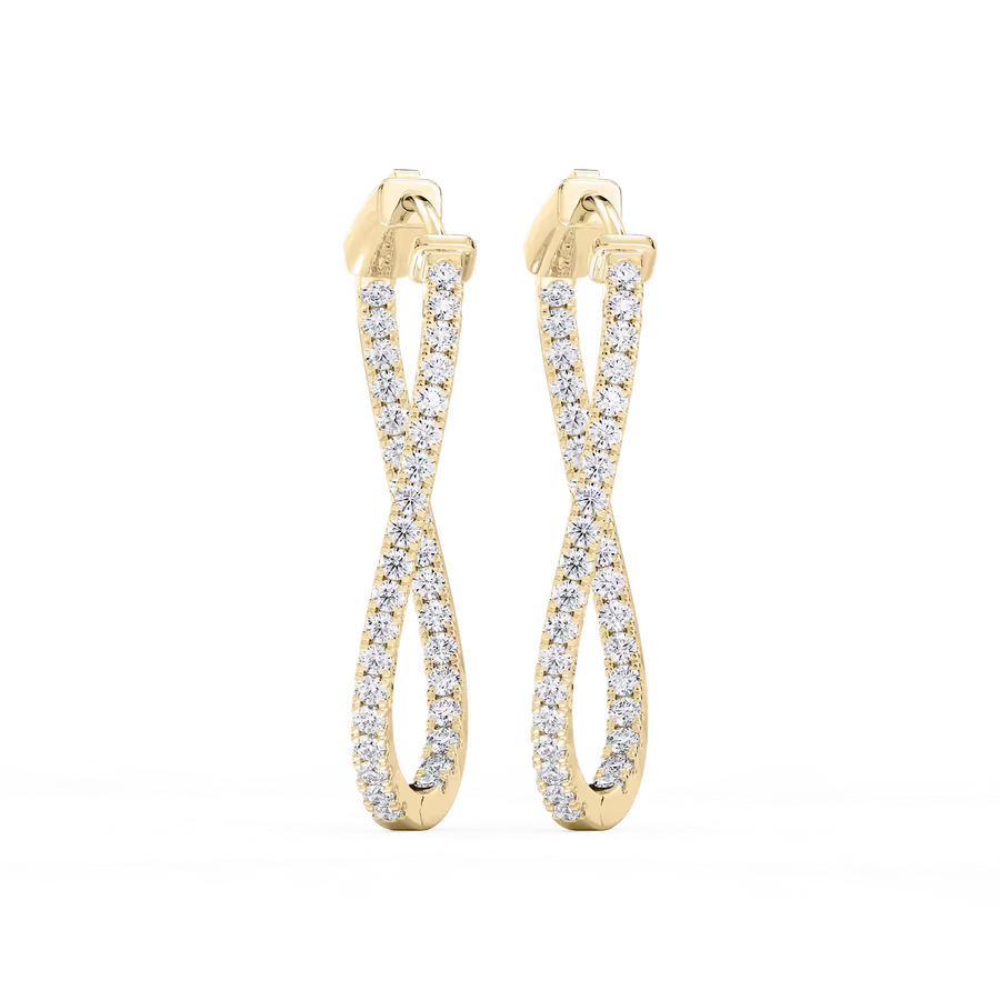 1 ²⁄₅ ctw Round Lab Grown Diamond Prong Set Wavy Hoop Earrings
