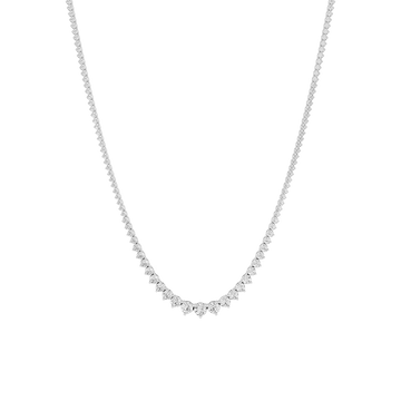 10 ctw Round Lab Grown Diamond Three Prong Riviera Tennis Necklace - 18 Inches