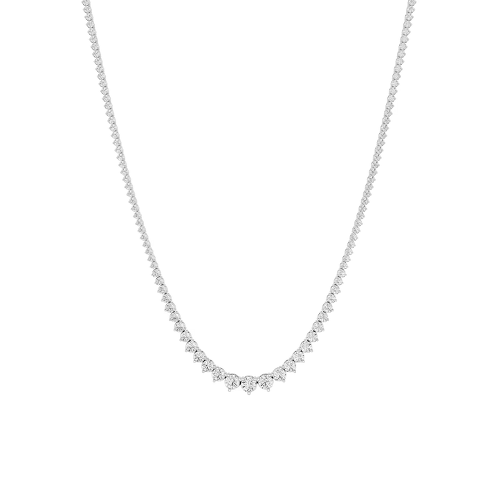 10 ctw Round Lab Grown Diamond Three Prong Riviera Tennis Necklace - 18 Inches