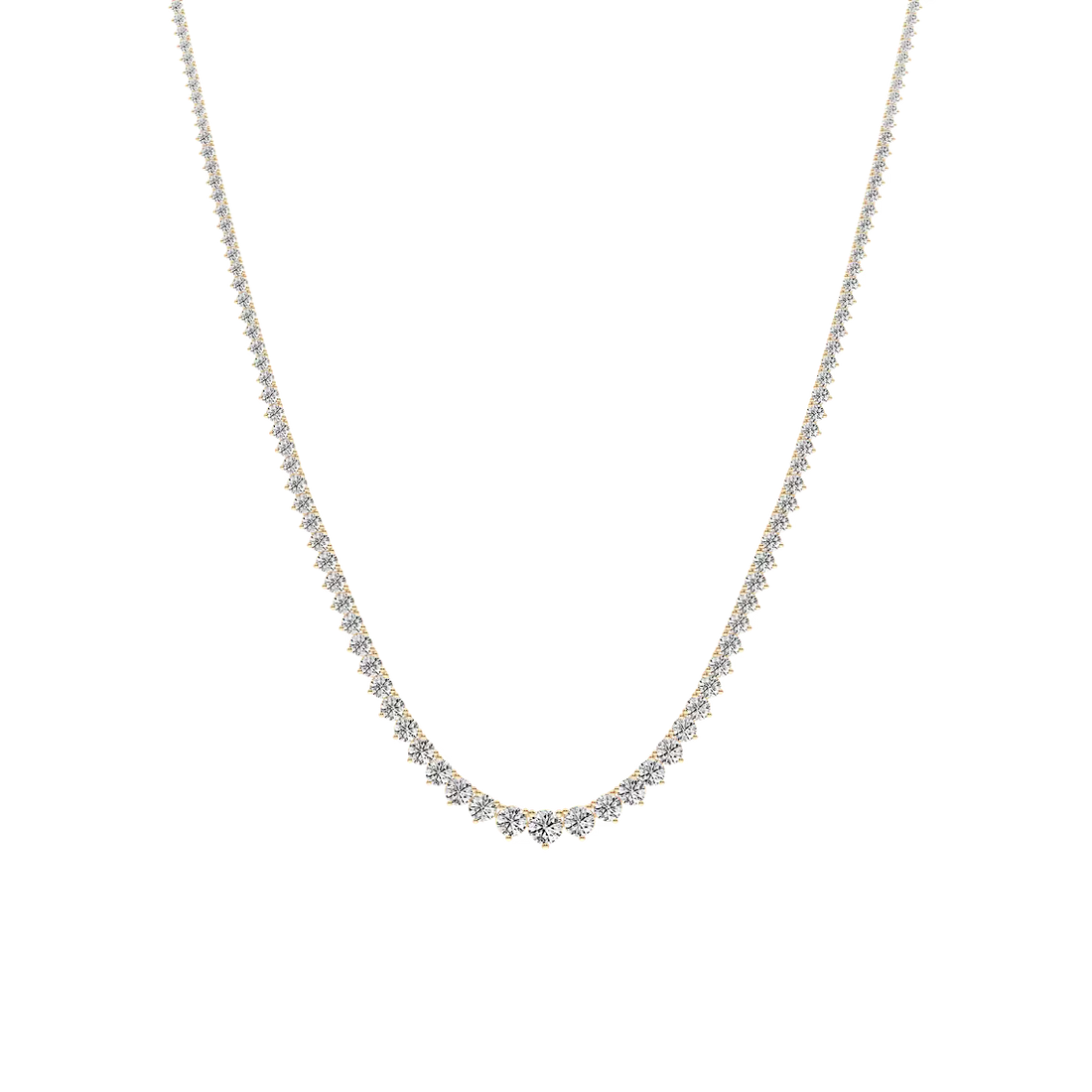 10 ctw Round Lab Grown Diamond Three Prong Riviera Tennis Necklace - 18 Inches