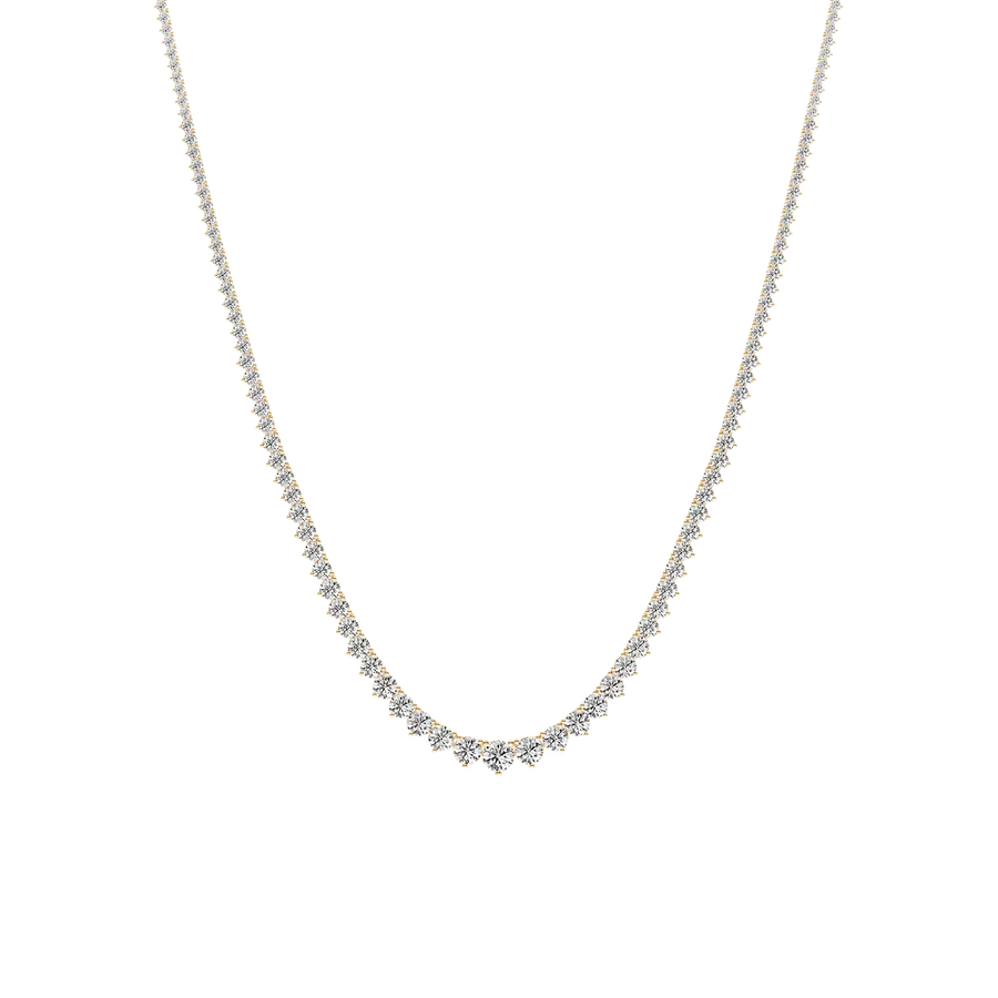 10 ctw Round Lab Grown Diamond Three Prong Riviera Tennis Necklace - 18 Inches