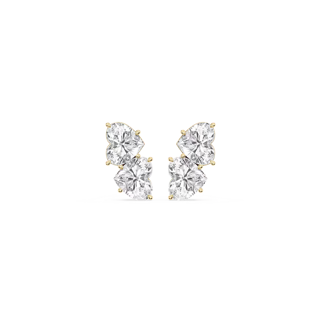 2 ctw Heart Lab Grown Diamond Two Stone Stud Earrings