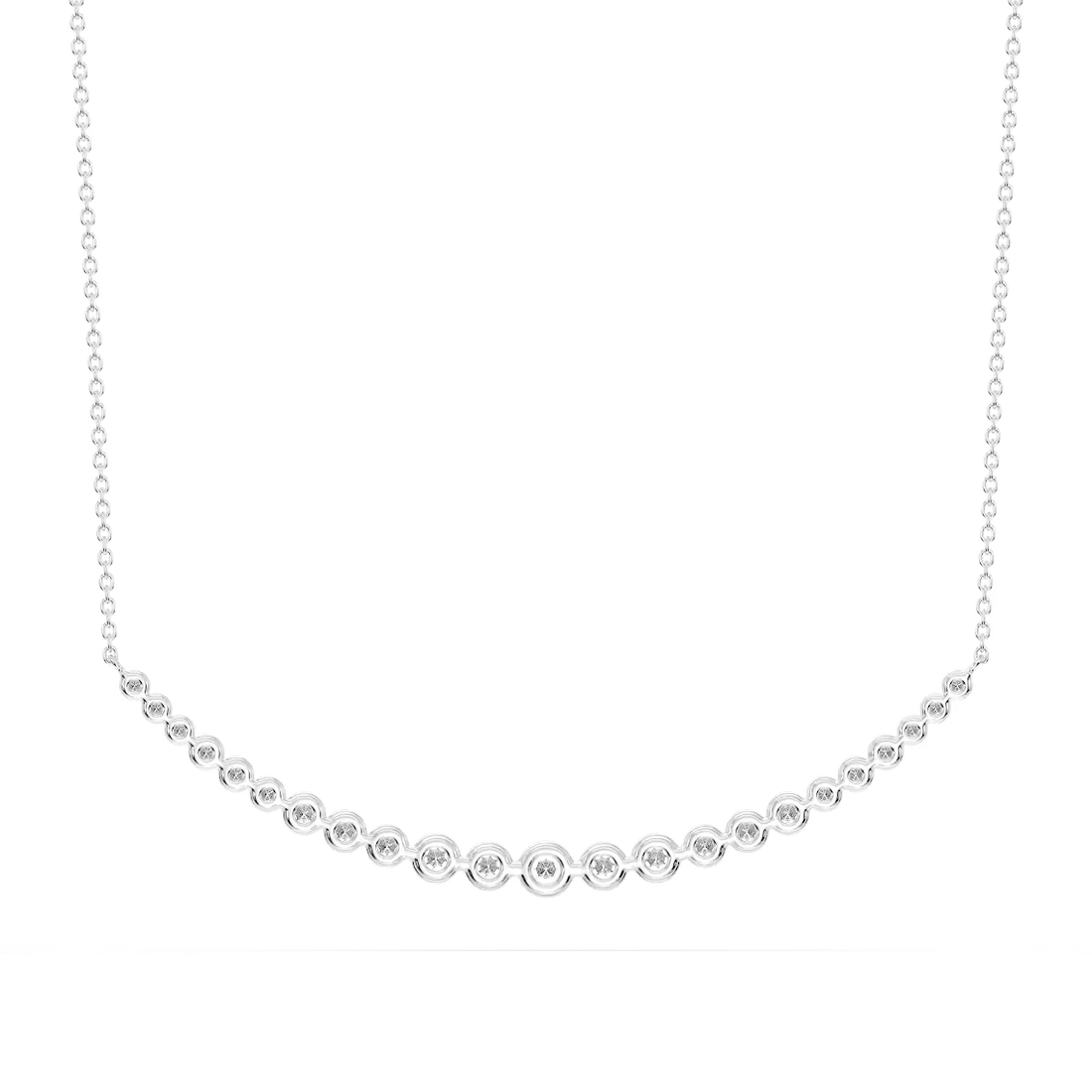 2 ctw Round Lab Grown Diamond Shared Prong Smile Necklace - 16 to 18 Inches
