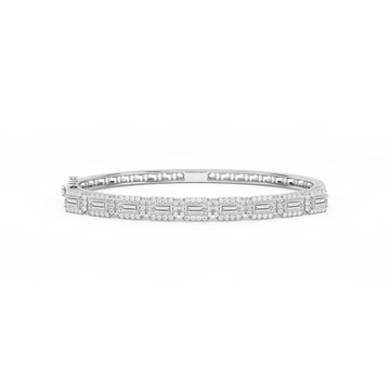 3 ½ ctw Round and Baguette Lab Grown Diamond Framed Bangle Bracelet - 7.25 Inches