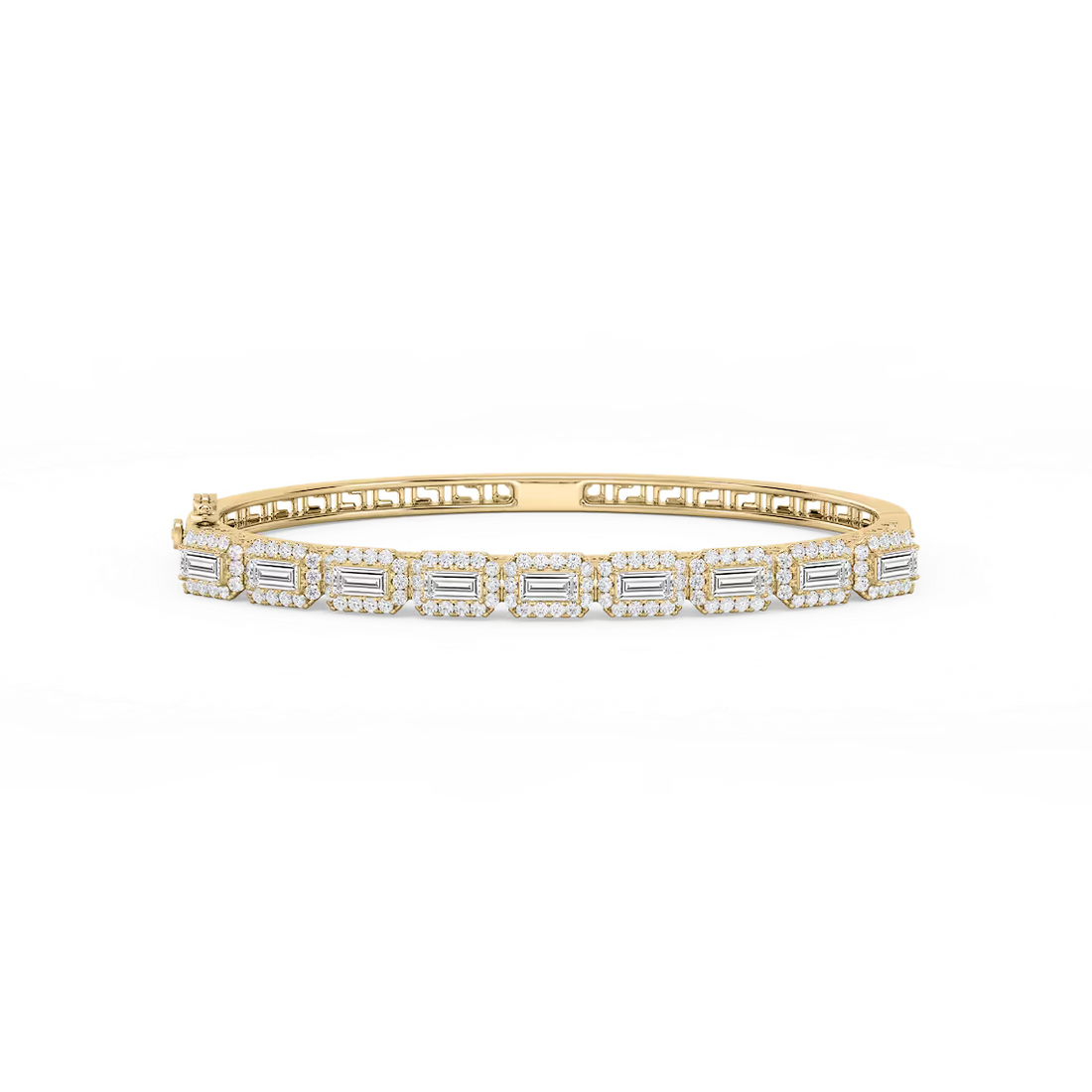3 ½ ctw Round and Baguette Lab Grown Diamond Framed Bangle Bracelet - 7.25 Inches