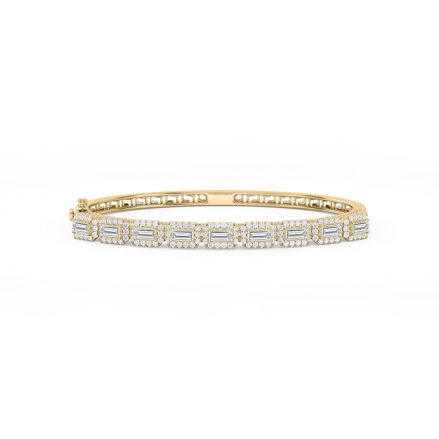 3 ½ ctw Round and Baguette Lab Grown Diamond Framed Bangle Bracelet - 7.25 Inches