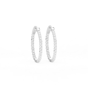 3 ¹⁄₈ ctw Round Lab Grown Diamond Four Prong Inside Out Hoop Earrings