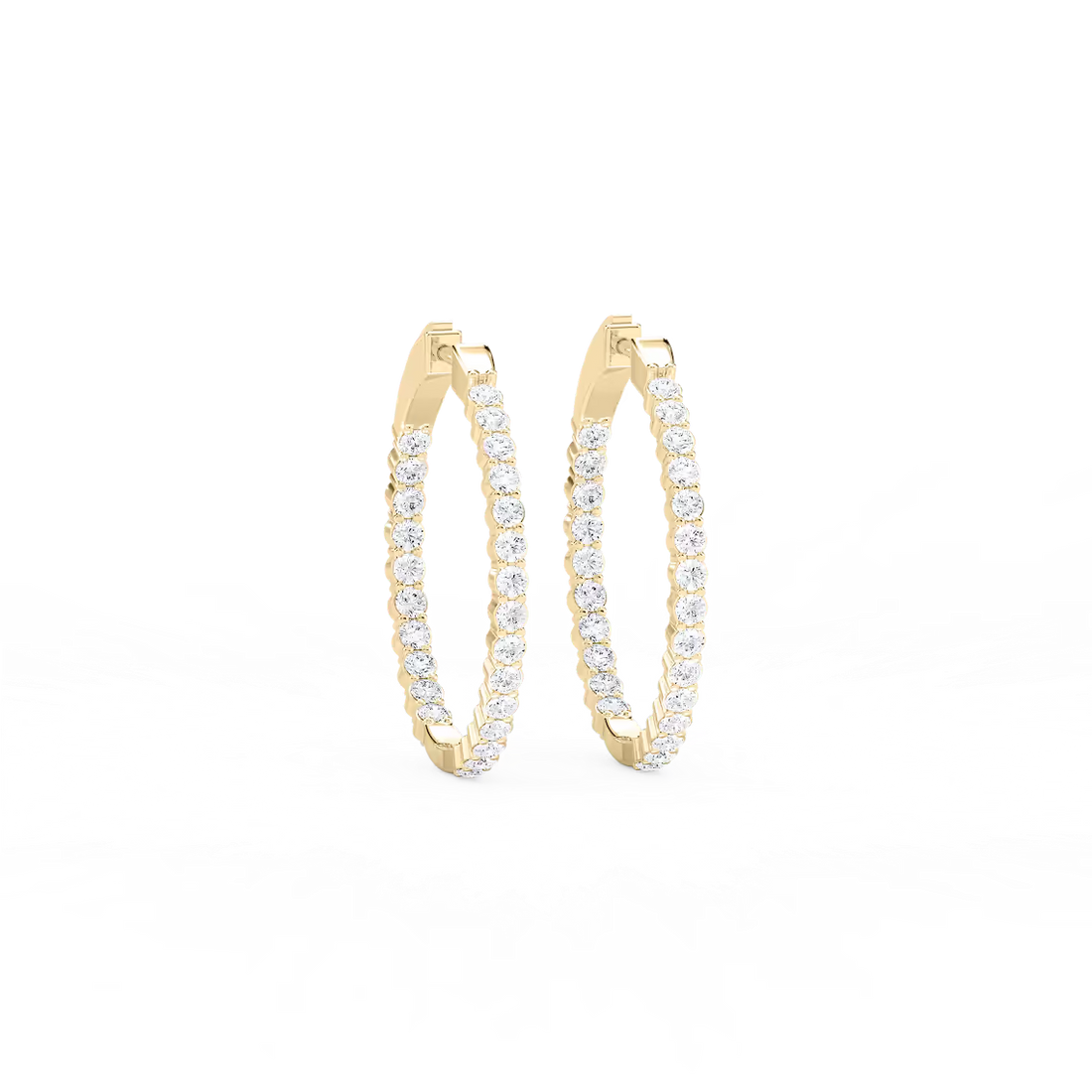 3 ¹⁄₈ ctw Round Lab Grown Diamond Four Prong Inside Out Hoop Earrings