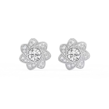 3 ctw Round Lab Grown Diamond Studs and Milgrain Swirl Halo Jacket Set