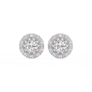 3 ctw Round Lab Grown Diamond Studs and Vintage Milgrain Halo Jacket Set