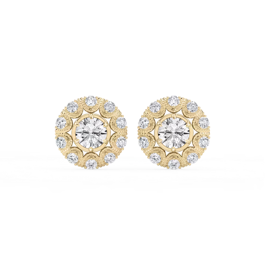 3 ctw Round Lab Grown Diamond Studs and Vintage Milgrain Halo Jacket Set