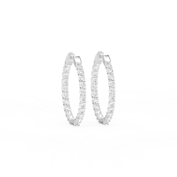 3 ctw Round Lab Grown Diamond U Prong Inside Out Hoop Earrings
