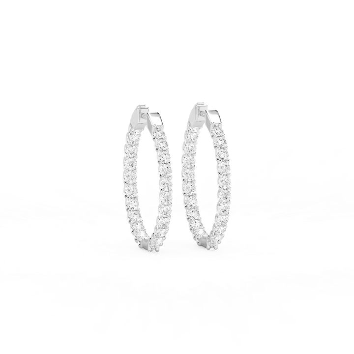 3 ctw Round Lab Grown Diamond U Prong Inside Out Hoop Earrings