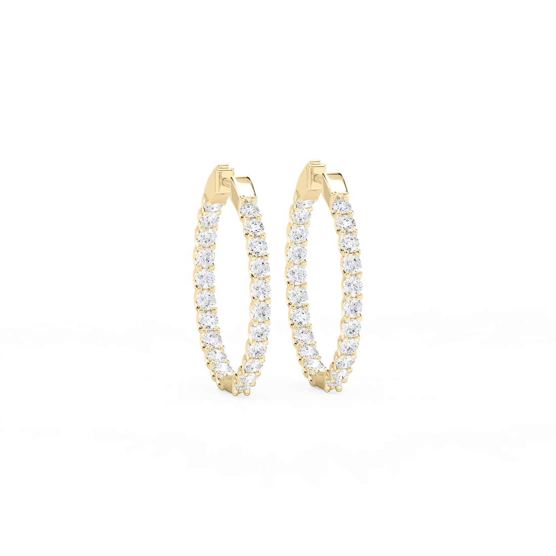 3 ctw Round Lab Grown Diamond U Prong Inside Out Hoop Earrings