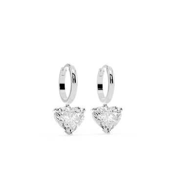4 ctw Heart Lab Grown Diamond Solitaire Drop Huggie Hoop Earrings