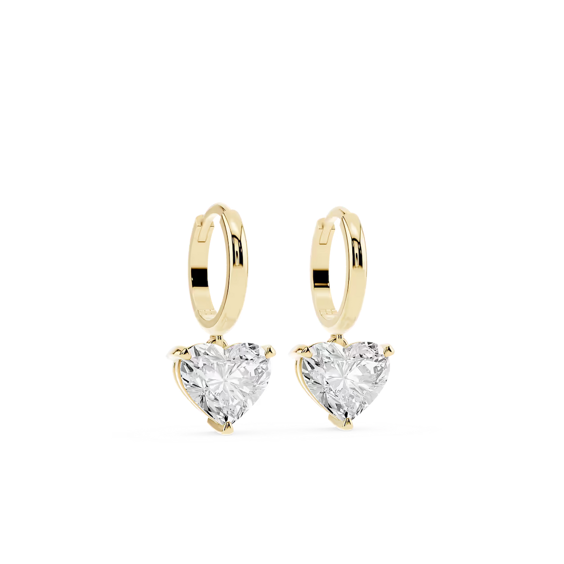 4 ctw Heart Lab Grown Diamond Solitaire Drop Huggie Hoop Earrings