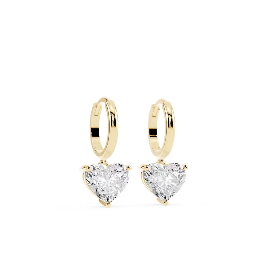 4 ctw Heart Lab Grown Diamond Solitaire Drop Huggie Hoop Earrings