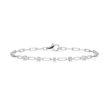 1/4 ctw Round Lab Grown Diamond Five Station Paper Clip Bracelet - 7 Inches