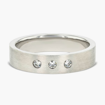 Brad 1/5 ctw Diamond Accent Round Lab Grown Diamond 5.00mm Three Stone Mens Wedding Band