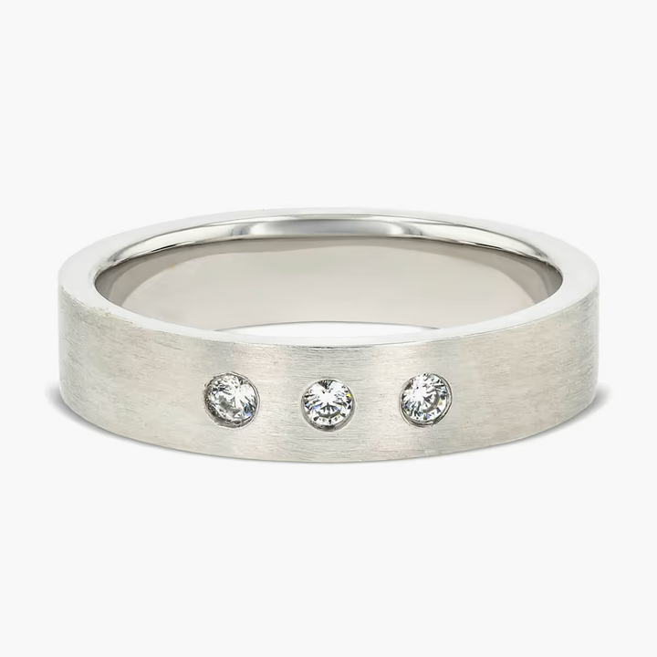 Brad 1/5 ctw Diamond Accent Round Lab Grown Diamond 5.00mm Three Stone Mens Wedding Band