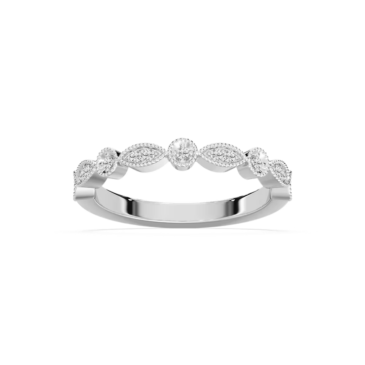 Victoria 1/8 ctw Round Lab Grown Diamond Milgrain Stackable Band