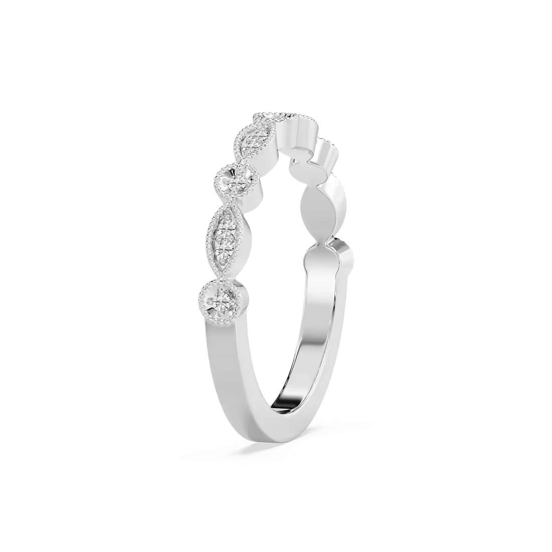 Victoria 1/8 ctw Round Lab Grown Diamond Milgrain Stackable Band
