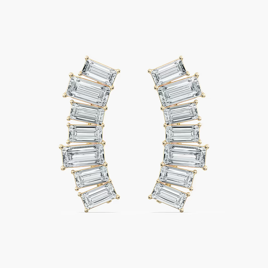 4 ctw Baguette Lab Grown Diamond Climber Earrings
