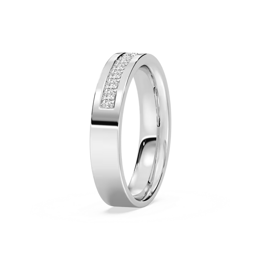 Ezra 1/8 ctw Round Lab Grown Diamond Flat Channel Wedding Band