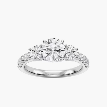 Betty 2 ½ ctw Round Lab Grown Diamond Trellis Three Stone Engagement Ring