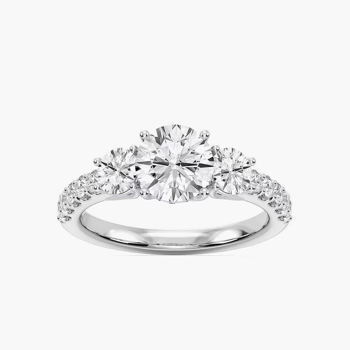 Betty 2 ½ ctw Round Lab Grown Diamond Trellis Three Stone Engagement Ring