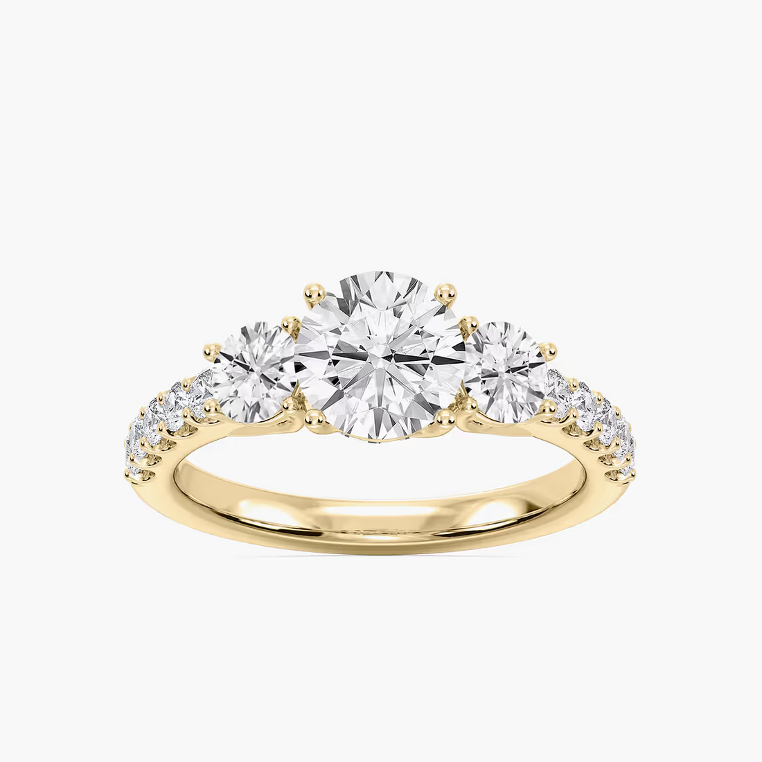 Betty 2 ½ ctw Round Lab Grown Diamond Trellis Three Stone Engagement Ring