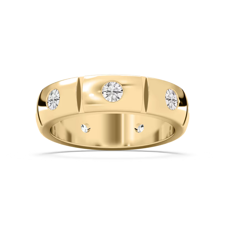 Ethan 1 ⅙ ctw Round Lab Grown Diamond 6.20mm Burnished Set Eternity Mens Wedding Band
