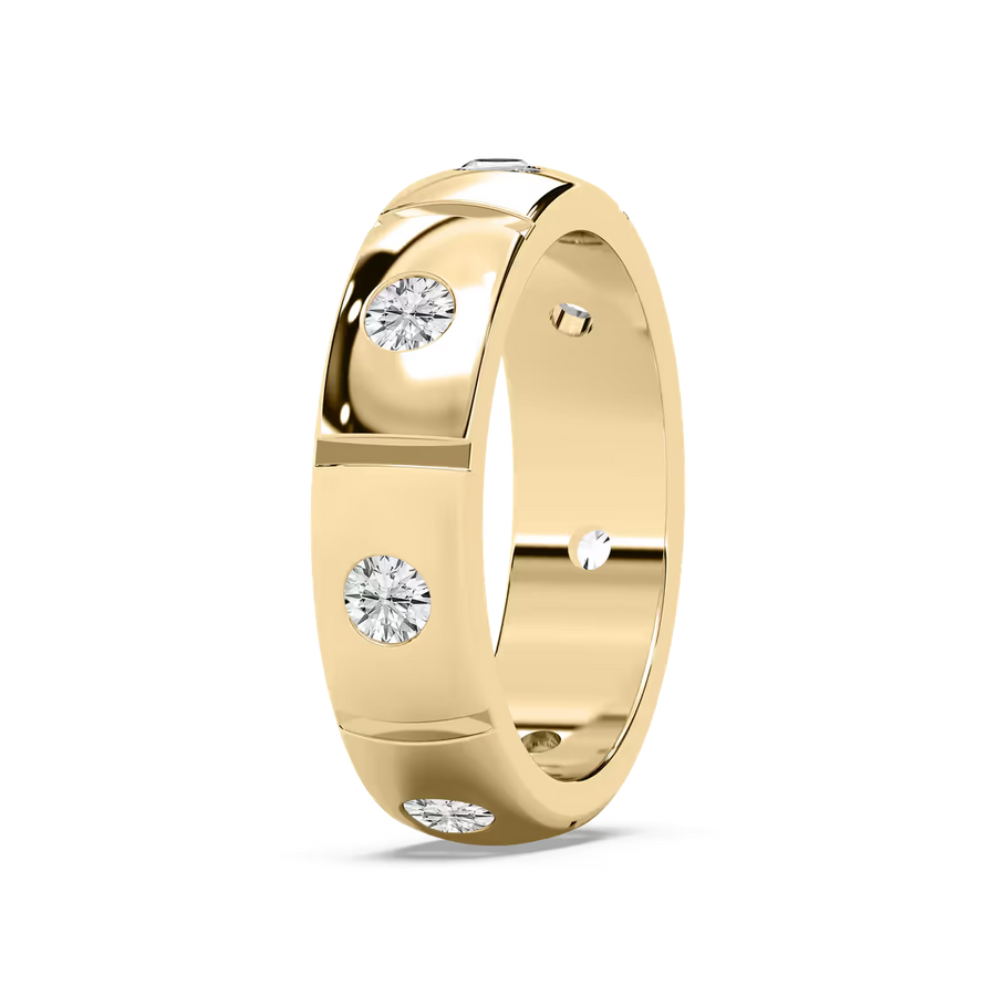 Ethan 1 ⅙ ctw Round Lab Grown Diamond 6.20mm Burnished Set Eternity Mens Wedding Band