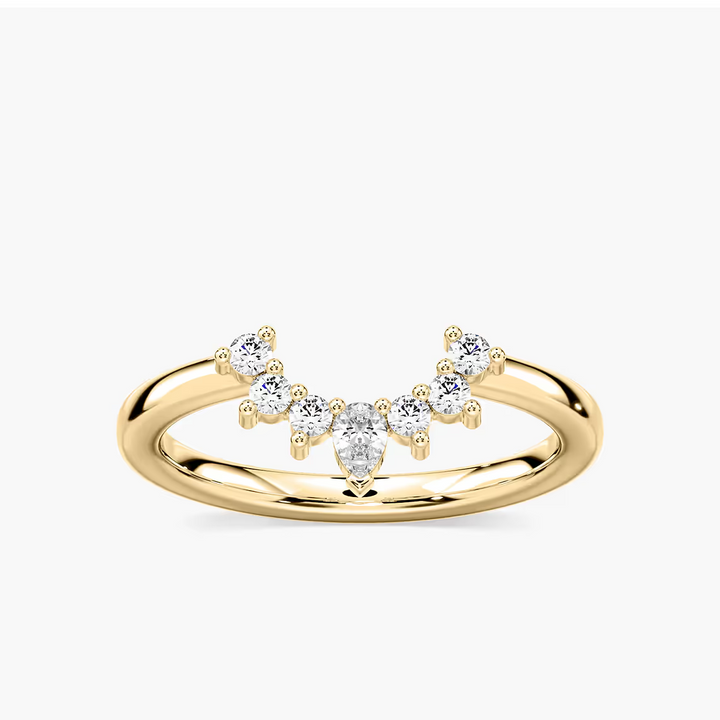 Camilla 1/5 ctw Pear and Round Lab Grown Diamond Fan Curved Band