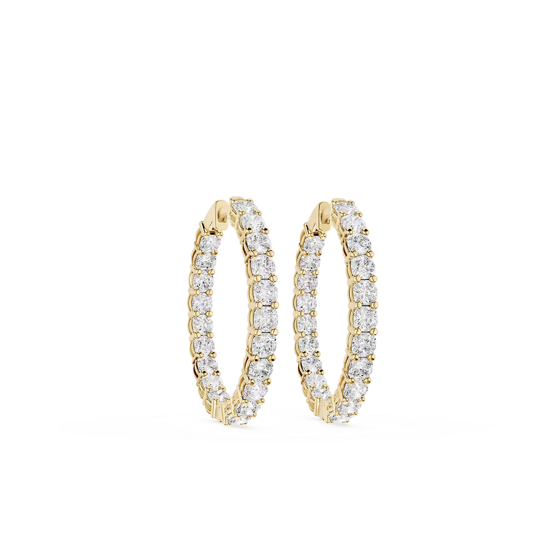 Round Lab Grown Diamond Shared Prong Inside Out Hoop Earrings