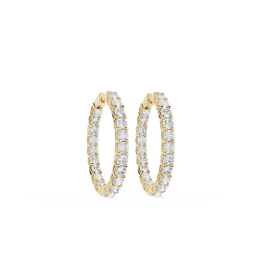 Round Lab Grown Diamond Shared Prong Inside Out Hoop Earrings