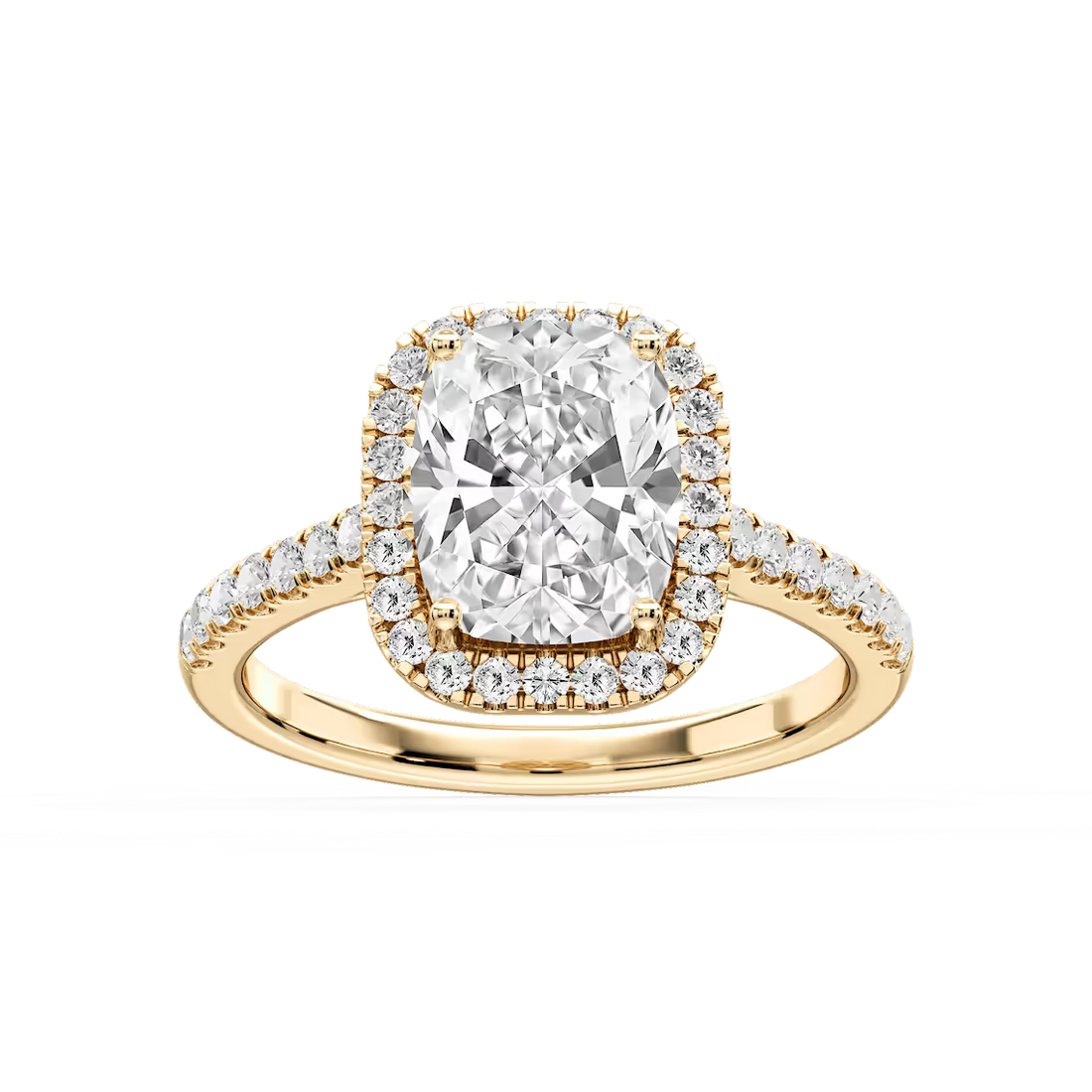 Daniela Antique Elongated Cushion Lab Grown Diamond Halo Engagement Ring