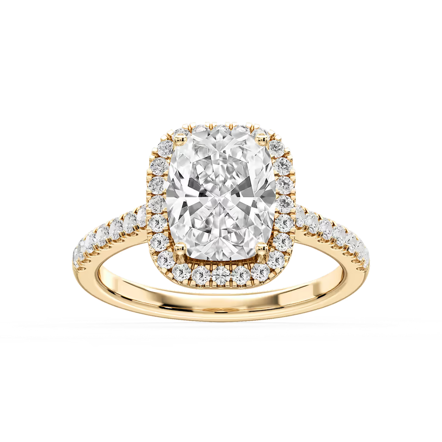 Daniela Antique Elongated Cushion Lab Grown Diamond Halo Engagement Ring