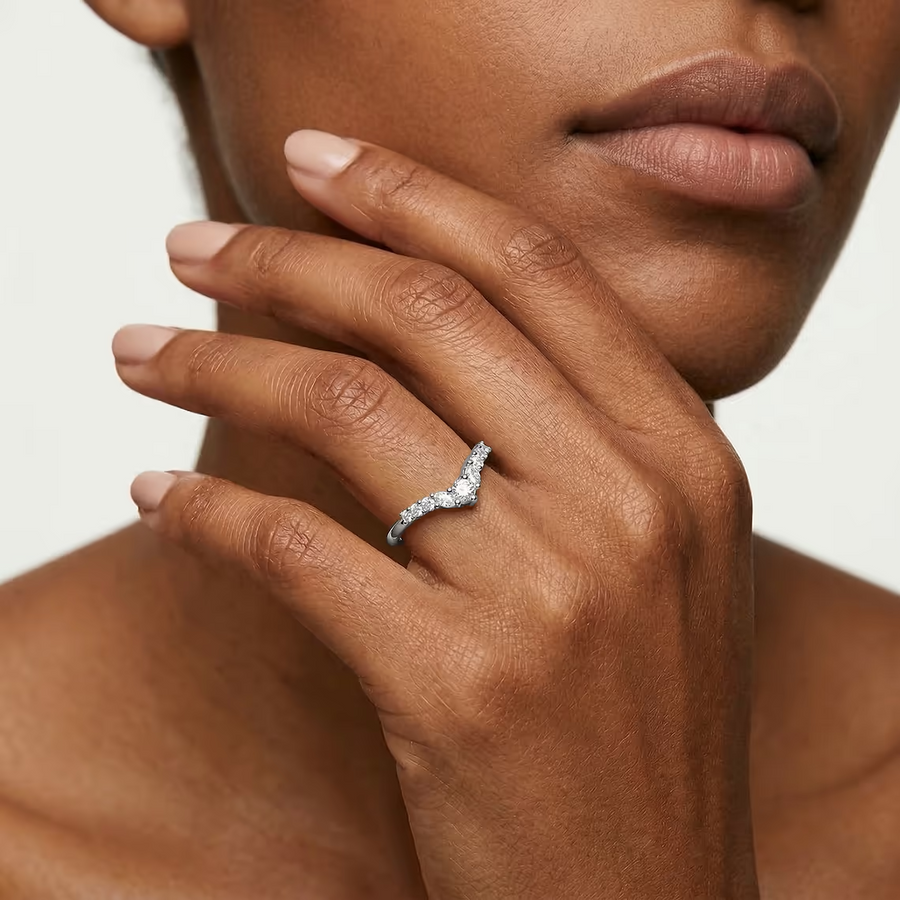 Capri 1/5 ctw Round and Marquise Lab Grown Diamond Chevron Curved Band