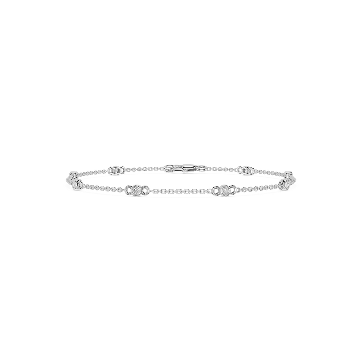 1/6 ctw Round Lab Grown Diamond Bezel Set Seven Station Bracelet - 7 Inches