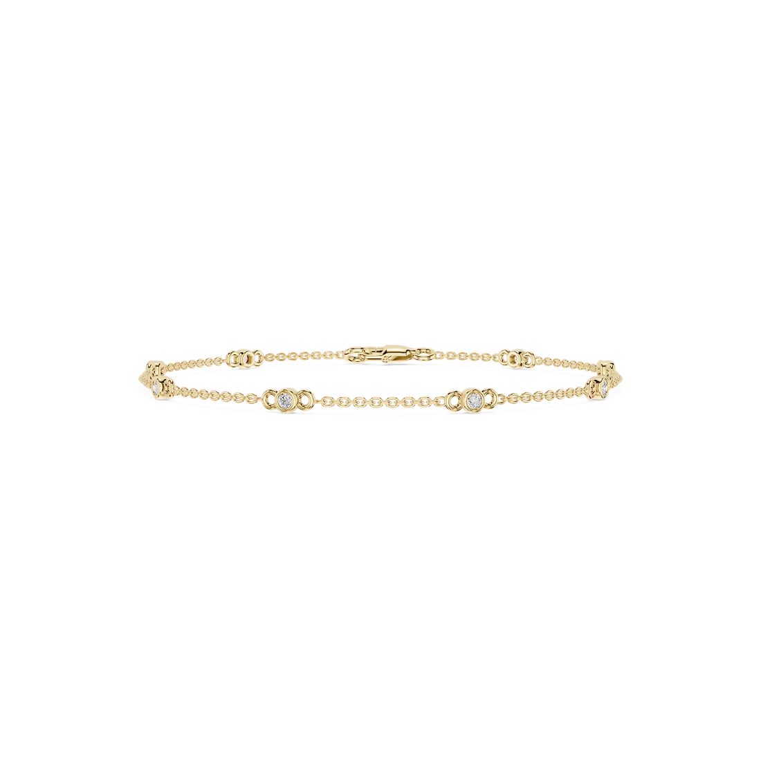 1/6 ctw Round Lab Grown Diamond Bezel Set Seven Station Bracelet - 7 Inches
