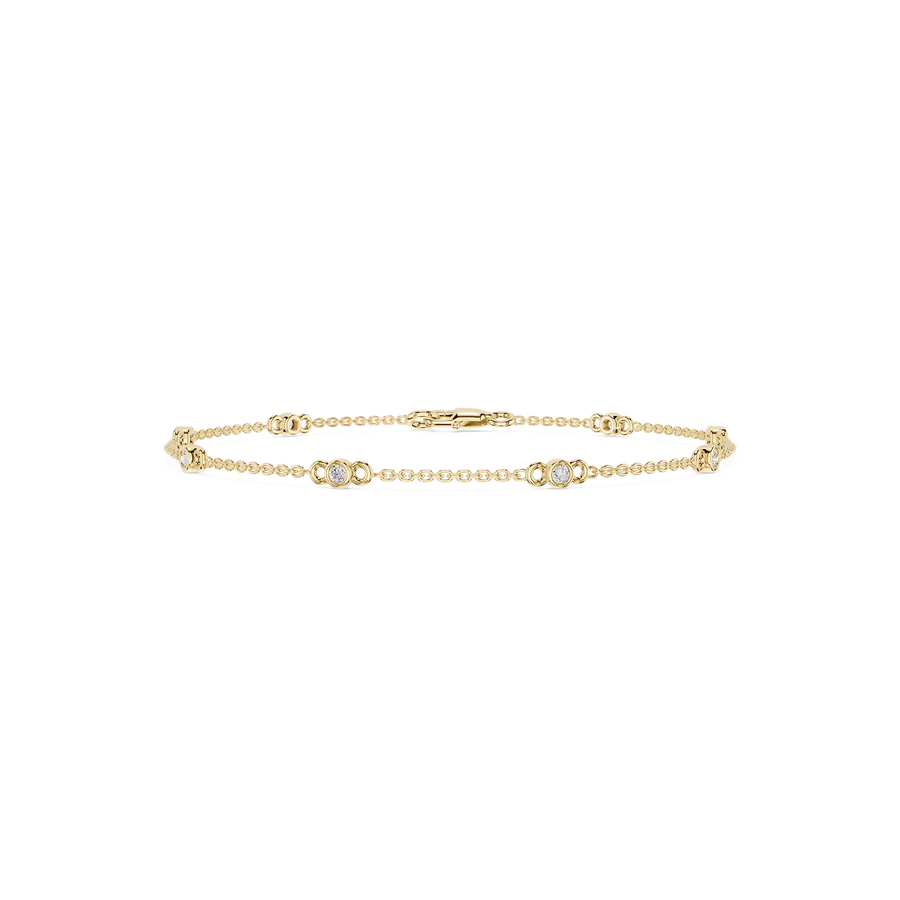 1/6 ctw Round Lab Grown Diamond Bezel Set Seven Station Bracelet - 7 Inches