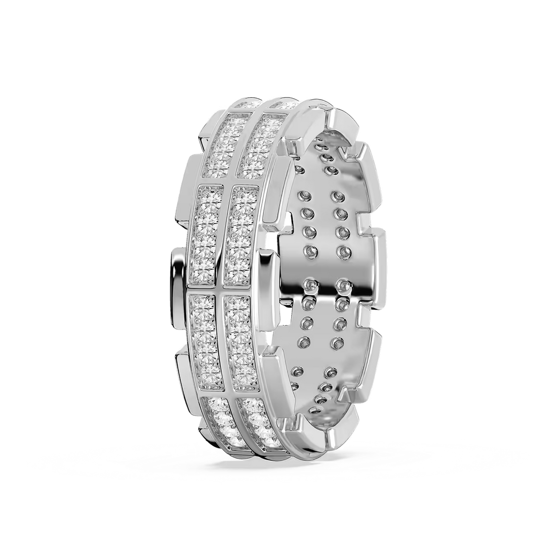 Timothy 1 ctw Round Lab Grown Diamond 7.30mm Double Row Channel Mens Wedding Band
