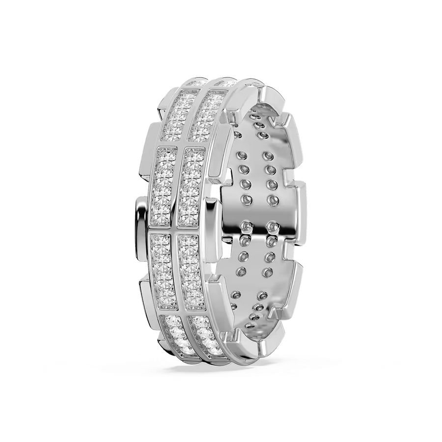 Timothy 1 ctw Round Lab Grown Diamond 7.30mm Double Row Channel Mens Wedding Band